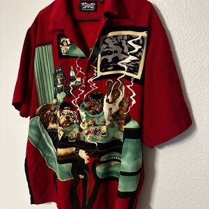 Poker Dogs!! Red Graphic Men's Shirt